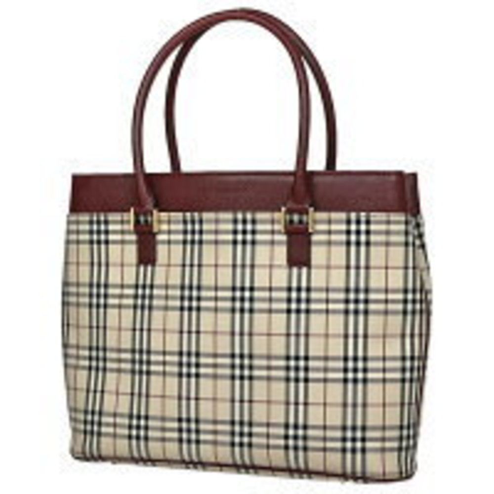 Burberry logo tote bag checkered Shoulder Bag canvas beige - Picture 1 of 6